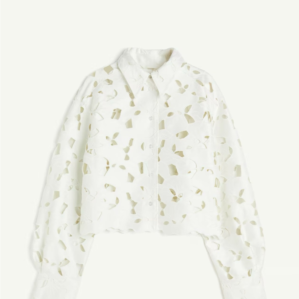 H&M White Floral Cut-Out Women's Jacket/Top
